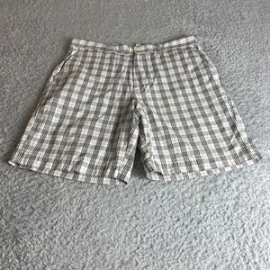 Lyle & Scott Scotland Mens Plaid Cotton Shorts Black White Size 34 Preppy Casual